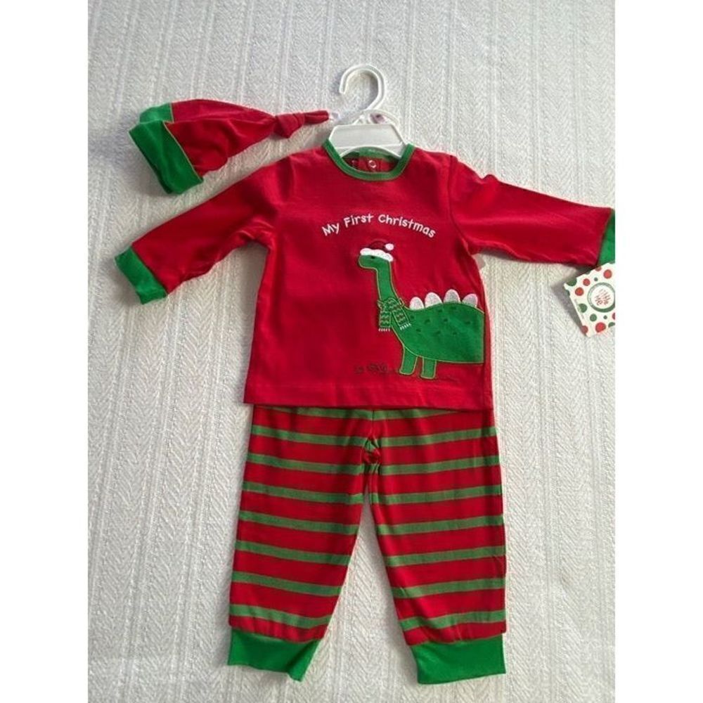 Little Me 9M “My First Christmas” Dinosaur Pajama Set